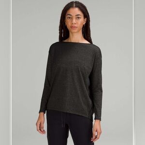 lululemon Back In Action Long Sleeve Top | Black Gold Shimmer | Size 12